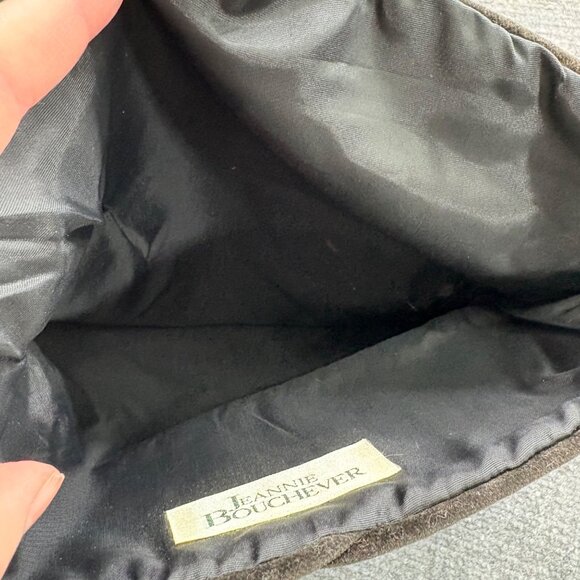 Vintage Jeannie Bouchever Velvet Evening Clutch Brown Floral Brooch To close - Picture 2 of 11